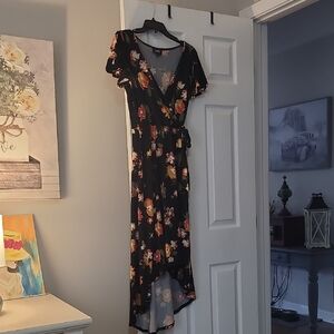 by & by Black Floral High Low Dress